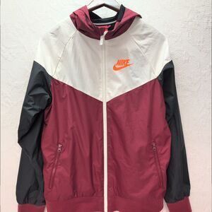 Nike Colorblock Running Windbreaker Jacket Women XL Maroon White Black Hoodie